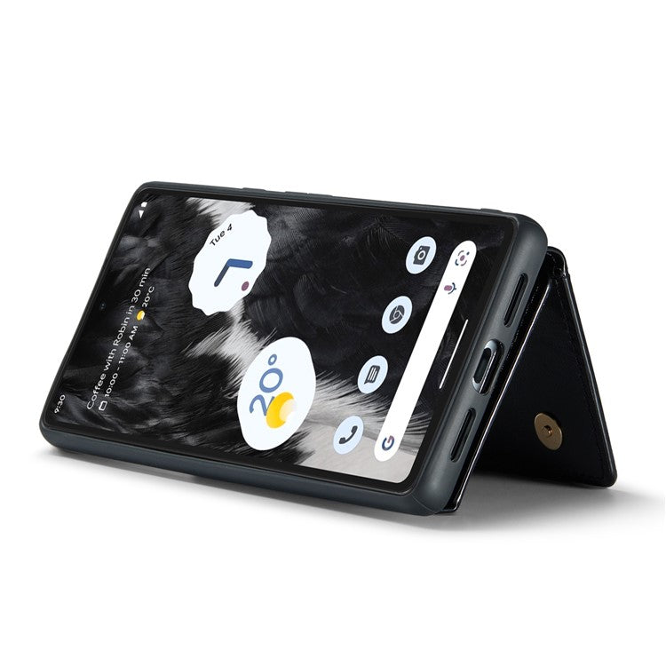DG.MING M3 Series For Google Pixel 7 5G Magnetic Detachable Glitter Bling Powder PU Leather Phone Cover Wallet Kickstand Shockproof Phone Case - Black