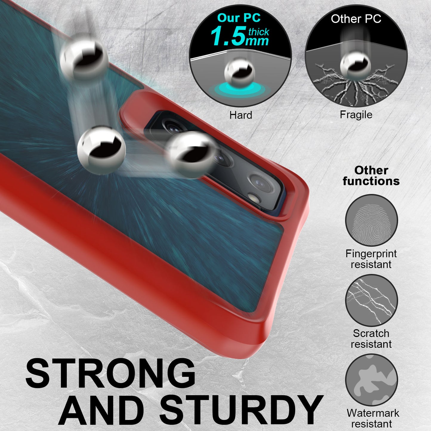 Combat X Mode For Samsung Galaxy S20 FE / S20 FE 5G / S20 Fan Edition / S20 Fan Edition 5G / S20 Lite / S20 FE 2022 Clear Cover PC + TPU Shockproof Protection Phone Case - Red
