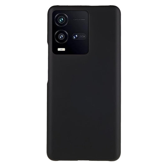 For vivo iQOO 10 5G Anti-Drop Plastic Cell Phone Cover Rubberized Glossy Phone Case Phone Back Protector - Black