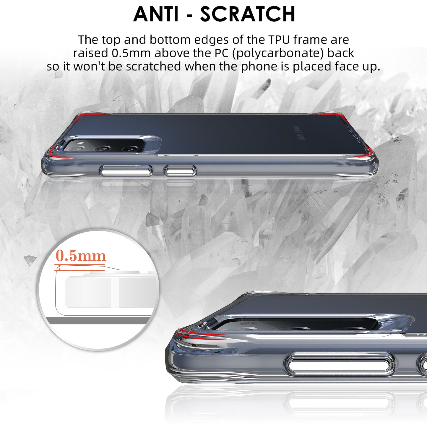 For Samsung Galaxy S20 FE 5G / S20 FE / S20 FE 2022 / S20 Lite Transparent Phone Case Soft TPU Bumper Hard PC Back Protective Cover