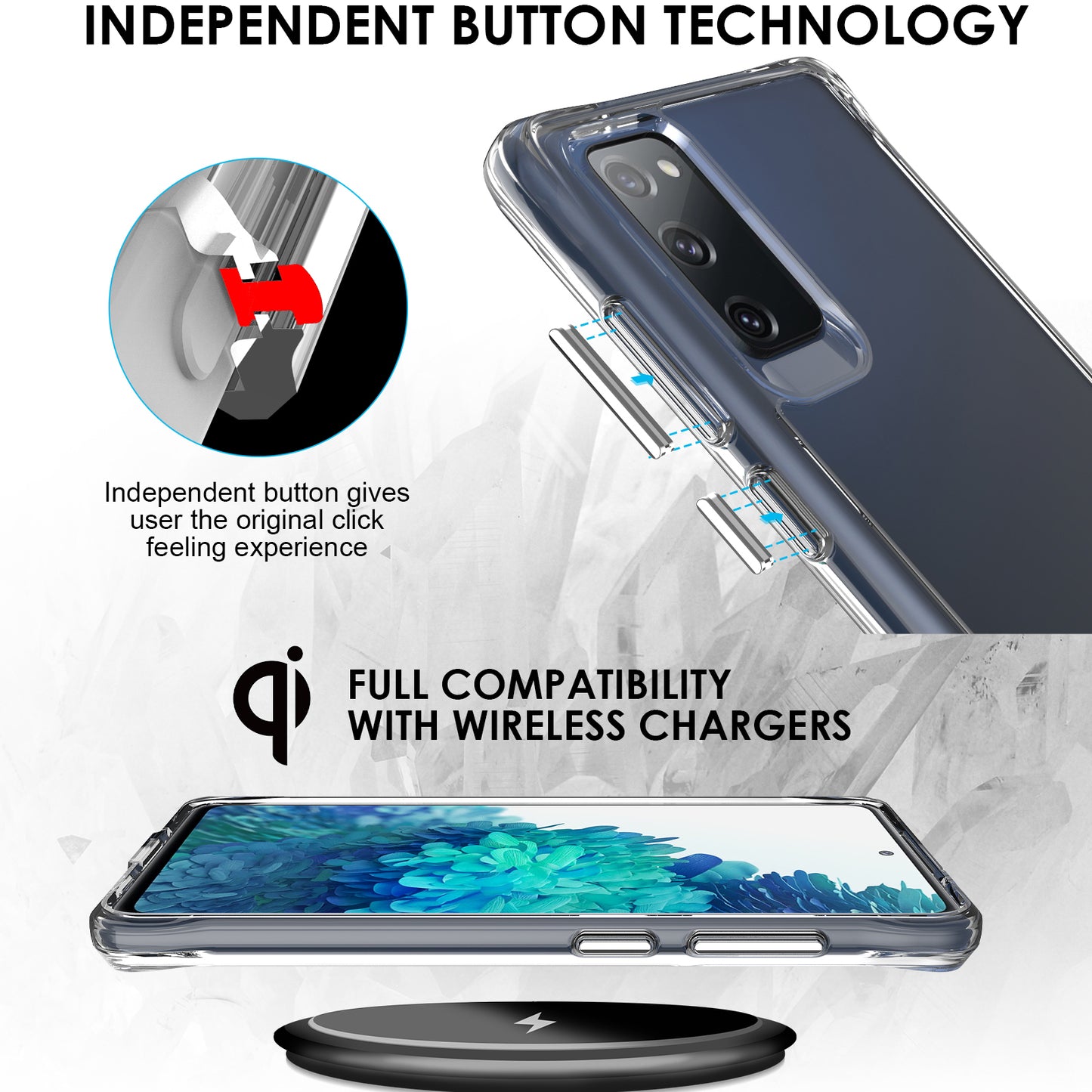 For Samsung Galaxy S20 FE 5G / S20 FE / S20 FE 2022 / S20 Lite Transparent Phone Case Soft TPU Bumper Hard PC Back Protective Cover