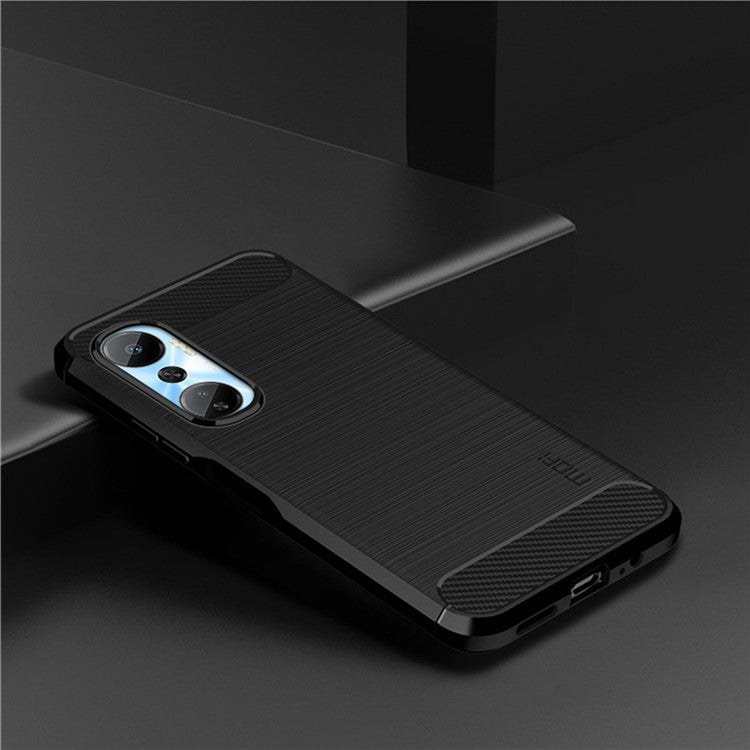 MOFI JK TPU Series-1 for Infinix Hot 20 4G Anti-Fall Protective Slim Smartphone Case Carbon Fiber Brushed TPU Phone Back Cover - Black
