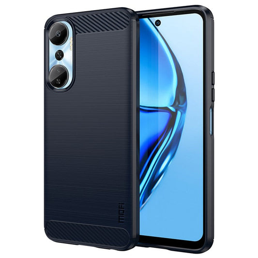 MOFI JK TPU Series-1 for Infinix Hot 20 4G Anti-Fall Protective Slim Smartphone Case Carbon Fiber Brushed TPU Phone Back Cover - Blue