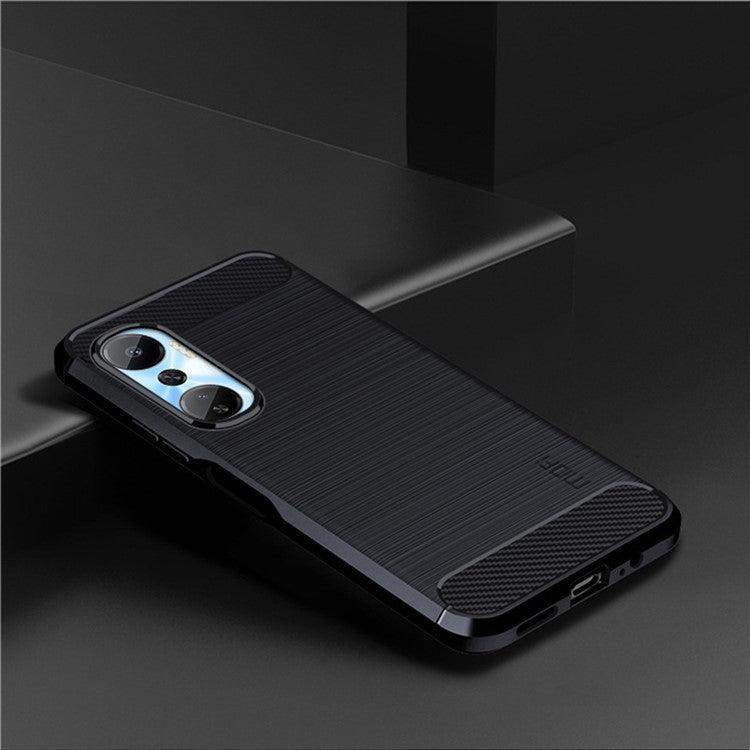 MOFI JK TPU Series-1 for Infinix Hot 20 4G Anti-Fall Protective Slim Smartphone Case Carbon Fiber Brushed TPU Phone Back Cover - Blue