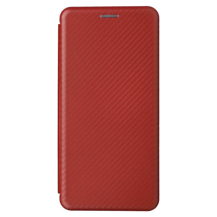 For Google Pixel 7a Carbon Fiber Texture Phone Case Card Slot PU Leather Magnetic Auto-absorbed Stand Cover - Brown