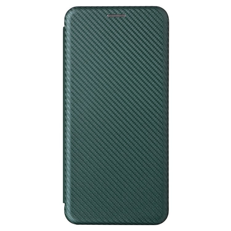 For vivo X90 Pro+ 5G Carbon Fiber Texture PU Leather Phone Stand Case Card Holder Magnetic Auto Closing Protective Cover - Green