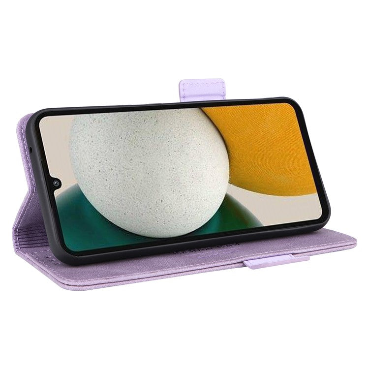 Scratch Proof Phone Cover for Samsung Galaxy A34 5G, Hardware Decor Dual Magnetic Clasp Wallet Foldable Stand PU Leather Phone Case - Purple
