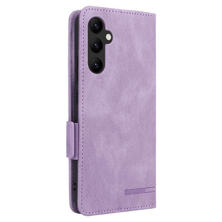 Scratch Proof Phone Cover for Samsung Galaxy A34 5G, Hardware Decor Dual Magnetic Clasp Wallet Foldable Stand PU Leather Phone Case - Purple