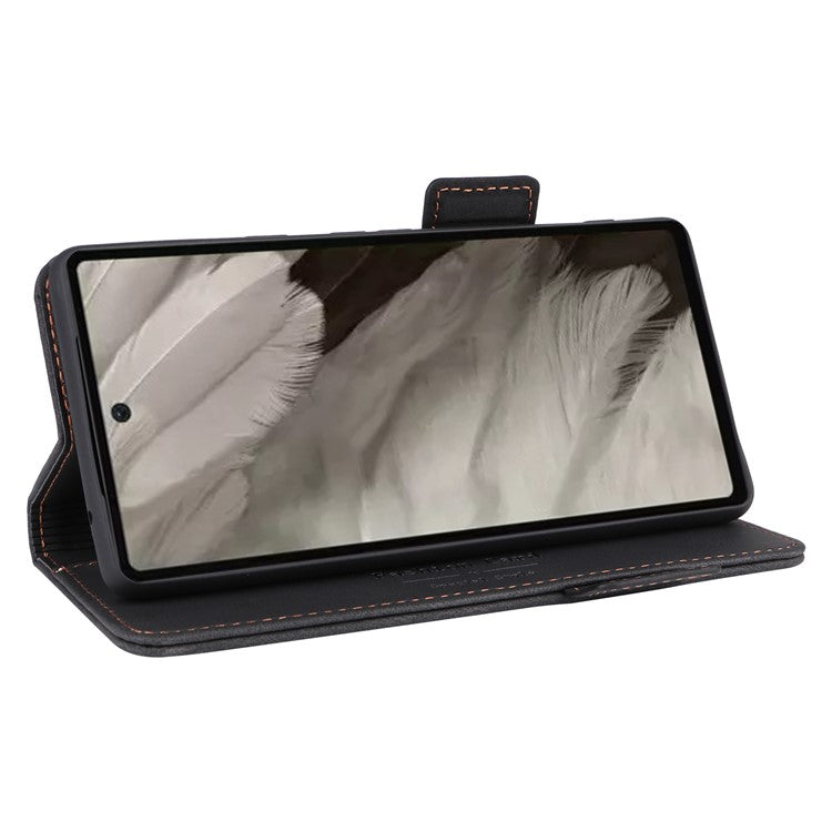 Scratch Proof Phone Cover for Google Pixel 7a, Hardware Decor Dual Magnetic Clasp Wallet Horizontal Stand PU Leather Phone Case - Black