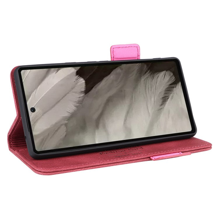 Scratch Proof Phone Cover for Google Pixel 7a, Hardware Decor Dual Magnetic Clasp Wallet Horizontal Stand PU Leather Phone Case - Rose