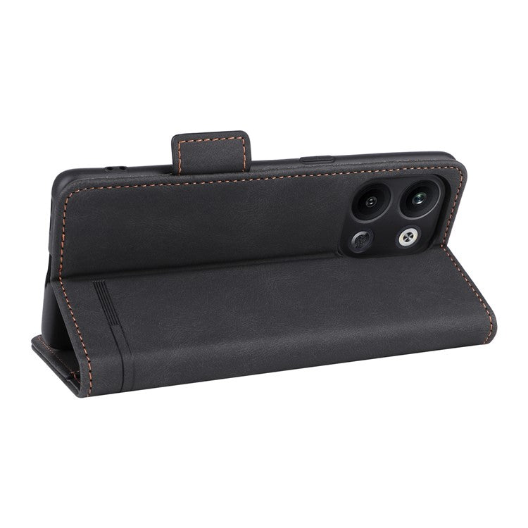 Scratch Proof Phone Cover for Oppo Reno9 5G / Reno9 Pro 5G, Hardware Decor Dual Magnetic Clasp Wallet Hands-free Stand PU Leather Phone Case - Black