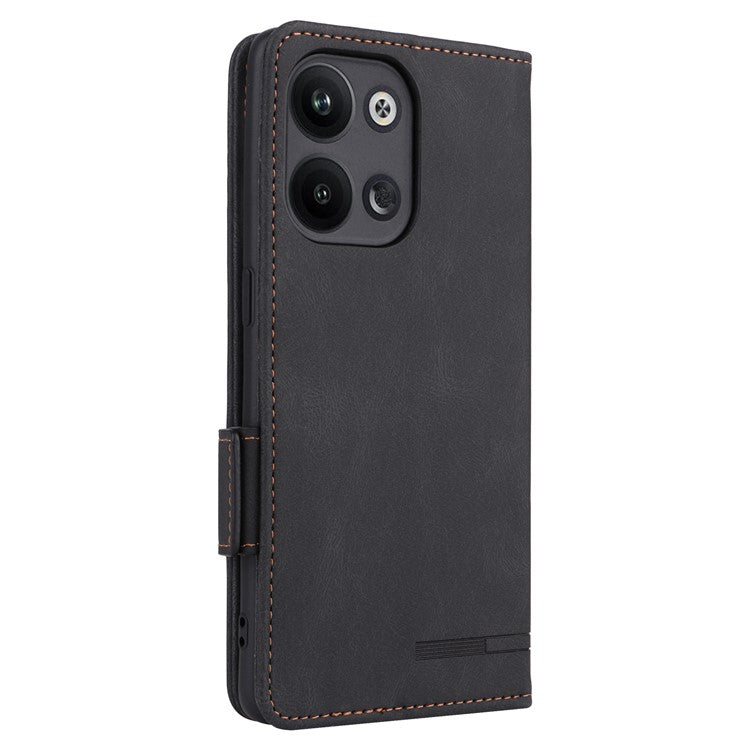Scratch Proof Phone Cover for Oppo Reno9 5G / Reno9 Pro 5G, Hardware Decor Dual Magnetic Clasp Wallet Hands-free Stand PU Leather Phone Case - Black