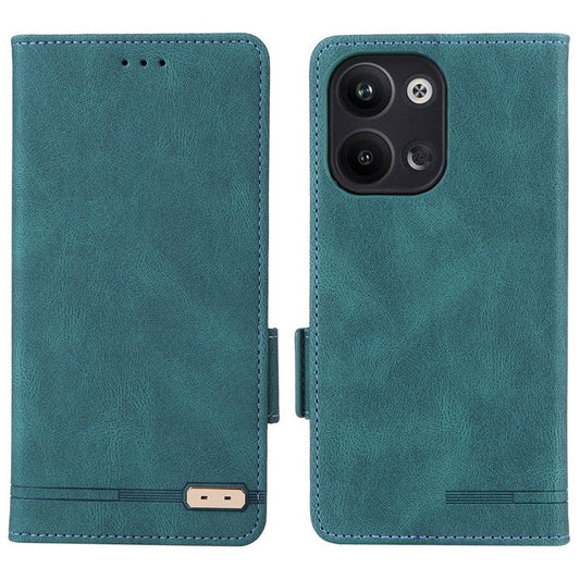 Scratch Proof Phone Cover for Oppo Reno9 5G / Reno9 Pro 5G, Hardware Decor Dual Magnetic Clasp Wallet Hands-free Stand PU Leather Phone Case - Blue