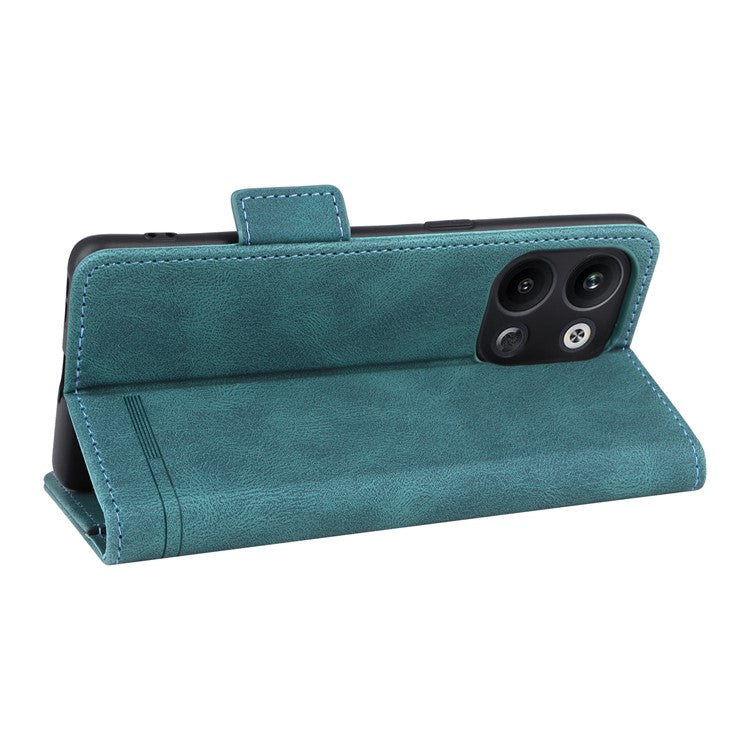 Scratch Proof Phone Cover for Oppo Reno9 5G / Reno9 Pro 5G, Hardware Decor Dual Magnetic Clasp Wallet Hands-free Stand PU Leather Phone Case - Blue