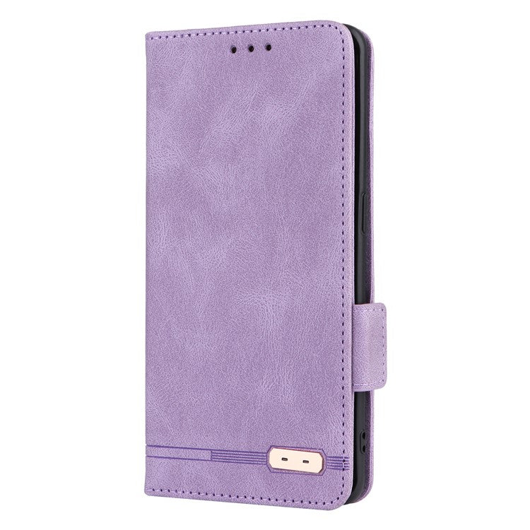 Scratch Proof Phone Cover for Oppo Reno9 5G / Reno9 Pro 5G, Hardware Decor Dual Magnetic Clasp Wallet Hands-free Stand PU Leather Phone Case - Purple
