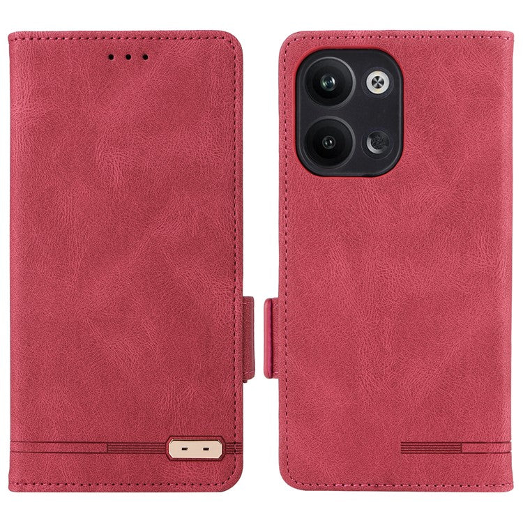 Scratch Proof Phone Cover for Oppo Reno9 5G / Reno9 Pro 5G, Hardware Decor Dual Magnetic Clasp Wallet Hands-free Stand PU Leather Phone Case - Rose