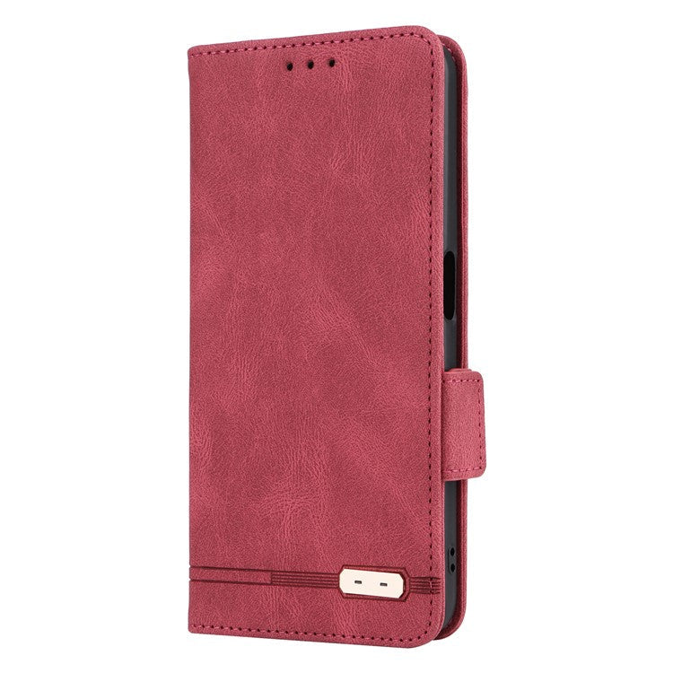 Shockproof Phone Cover for Oppo A58 5G, Hardware Decor Dual Magnetic Clasp Wallet Hands-free Stand PU Leather Phone Case - Rose