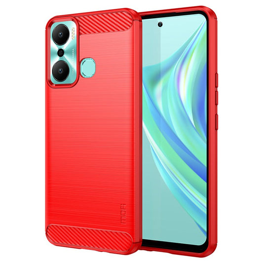 MOFI JK TPU Series-1 for Infinix Hot 20 Play 4G Carbon Fiber Brushed TPU Smartphone Case Phone Back Cover - Red