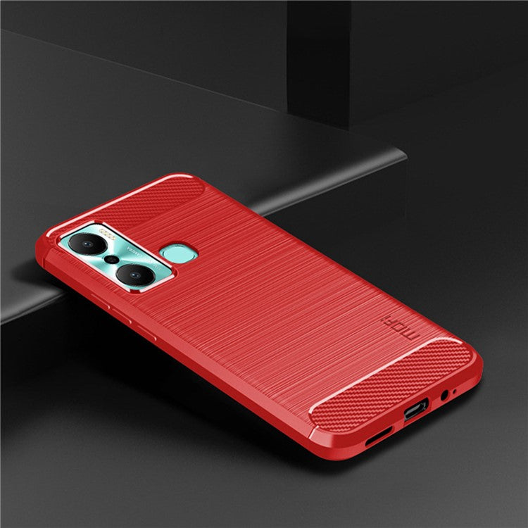 MOFI JK TPU Series-1 for Infinix Hot 20 Play 4G Carbon Fiber Brushed TPU Smartphone Case Phone Back Cover - Red