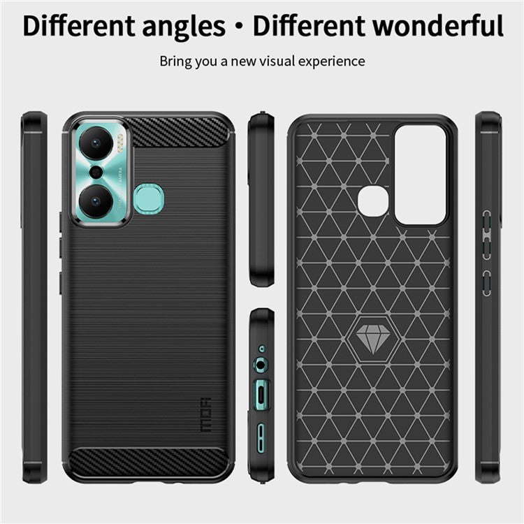 MOFI JK TPU Series-1 for Infinix Hot 20 Play 4G Carbon Fiber Brushed TPU Smartphone Case Phone Back Cover - Blue