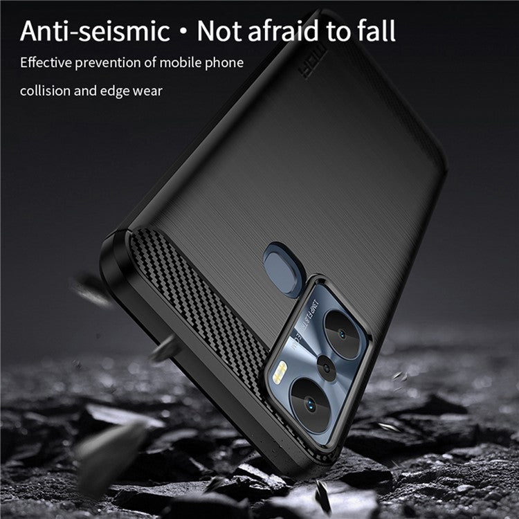 MOFI JK TPU Series-1 for Infinix Hot 20i 4G / x665e Carbon Fiber Brushed TPU Phone Back Cover Slim Phone Case - Blue