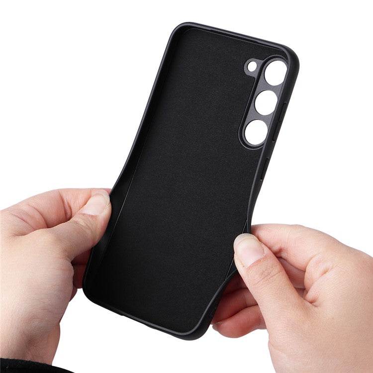 For Samsung Galaxy S23 Textured PU Leather Hybrid Slim Case Soft TPU Hard PC Protective Phone COVER with Ultra Fibrillar Lining - Leopard
