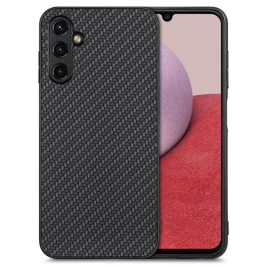 Anti-scratch Phone Case For Samsung Galaxy A14 5G / A14 4G Carbon Fiber Texture PU Leather Coated Soft TPU Anti-fall Phone Cover - Black