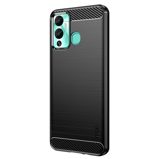 MOFI JK TPU Series-1 Smartphone Case for Infinix Hot 12 Play 4G / Hot 12 Play NFC 4G Carbon Fiber Brushed TPU Back Cover - Black