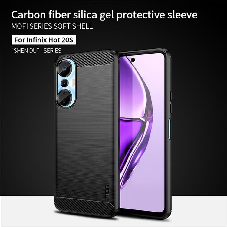 MOFI JK TPU Series-1 for Infinix Hot 20S 4G / x6827  Smartphone Case Carbon Fiber Brushed TPU Phone Back Cover - Black