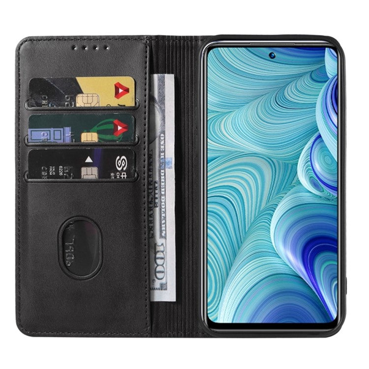 For Infinix Hot 11s NFC 4G Protective Case Business Style Strong Magnet Phone Wallet PU Leather Cover Shell - Black