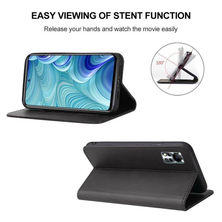 For Infinix Hot 11s NFC 4G Protective Case Business Style Strong Magnet Phone Wallet PU Leather Cover Shell - Brown