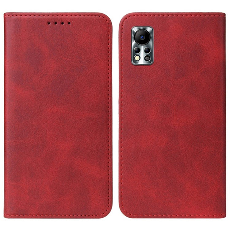 For Infinix Hot 11s NFC 4G Protective Case Business Style Strong Magnet Phone Wallet PU Leather Cover Shell - Red