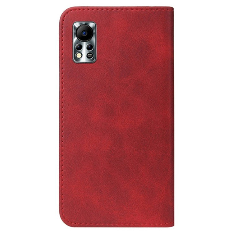 For Infinix Hot 11s NFC 4G Protective Case Business Style Strong Magnet Phone Wallet PU Leather Cover Shell - Red