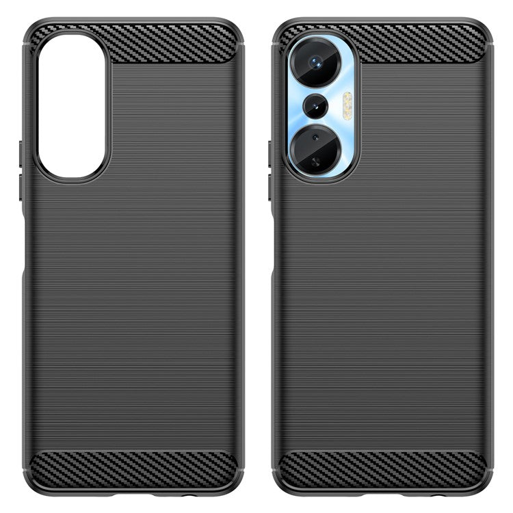 For Infinix Hot 20S 4G Carbon Fiber Texture Anti-Collision Phone Case Soft TPU Brushed Surface Protective Cover - Black