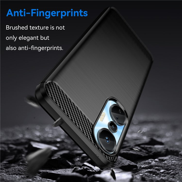 For Infinix Hot 20S 4G Carbon Fiber Texture Anti-Collision Phone Case Soft TPU Brushed Surface Protective Cover - Black