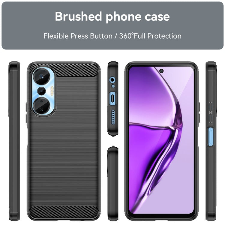 For Infinix Hot 20S 4G Carbon Fiber Texture Anti-Collision Phone Case Soft TPU Brushed Surface Protective Cover - Black