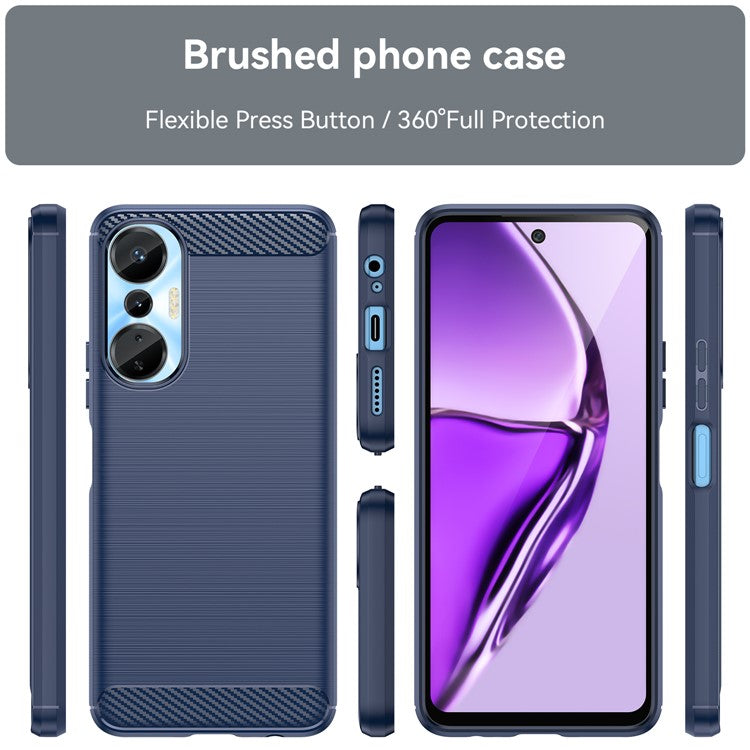 For Infinix Hot 20S 4G Carbon Fiber Texture Anti-Collision Phone Case Soft TPU Brushed Surface Protective Cover - Blue