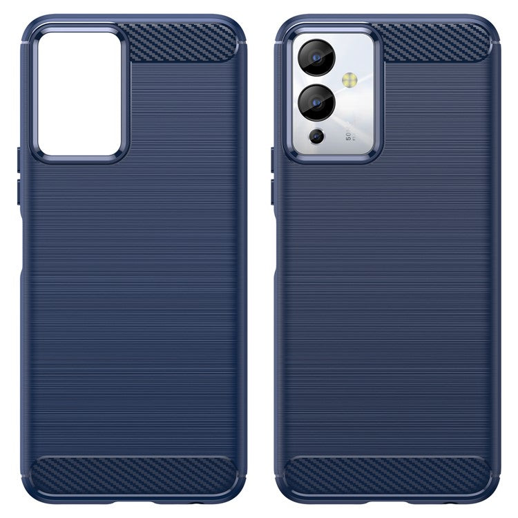 For Infinix Note 12i Phone Case, Carbon Fiber Texture Soft TPU Brushed Surface Protective Cover - Blue