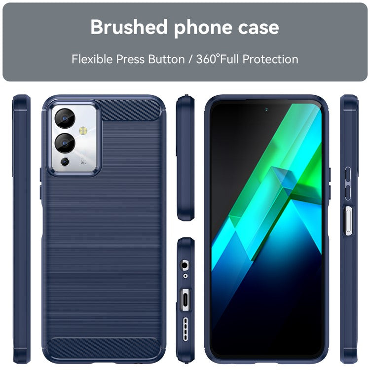 For Infinix Note 12i Phone Case, Carbon Fiber Texture Soft TPU Brushed Surface Protective Cover - Blue