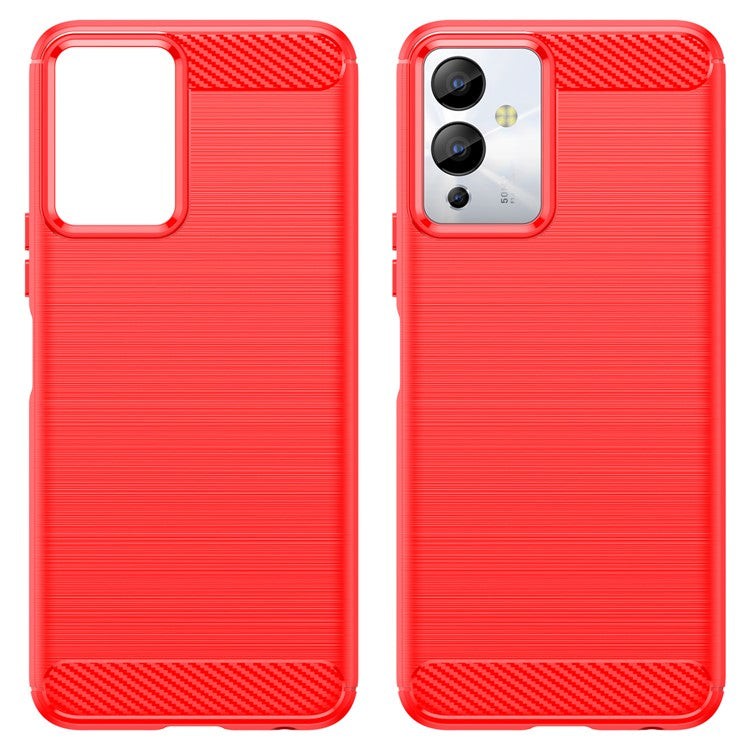 For Infinix Note 12i Phone Case, Carbon Fiber Texture Soft TPU Brushed Surface Protective Cover - Red