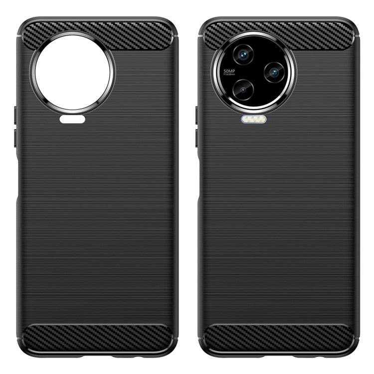 For Infinix Note 12 Pro 4G Carbon Fiber Texture Phone Case Shock-Absorbing TPU Brushed Surface Protective Cover - Black