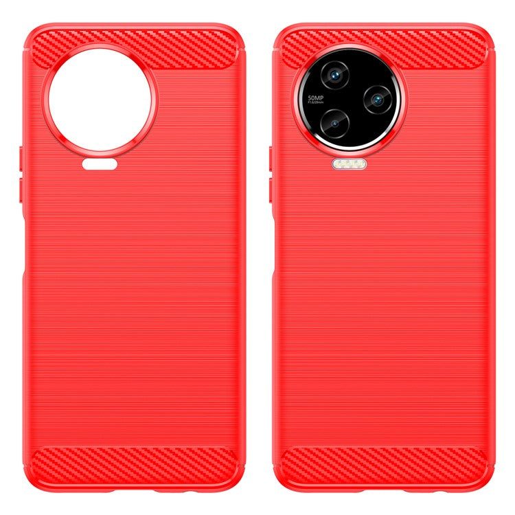 For Infinix Note 12 Pro 4G Carbon Fiber Texture Phone Case Shock-Absorbing TPU Brushed Surface Protective Cover - Red