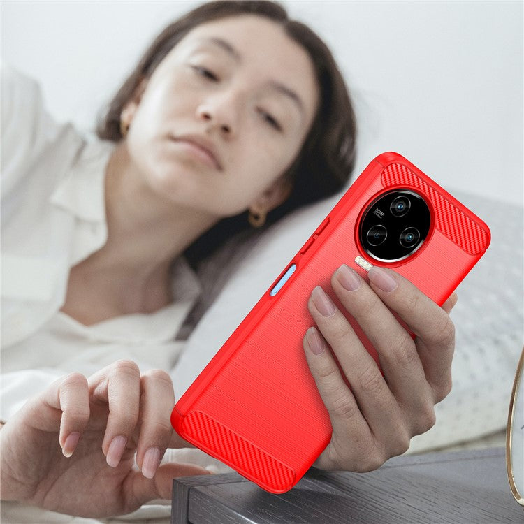 For Infinix Note 12 Pro 4G Carbon Fiber Texture Phone Case Shock-Absorbing TPU Brushed Surface Protective Cover - Red