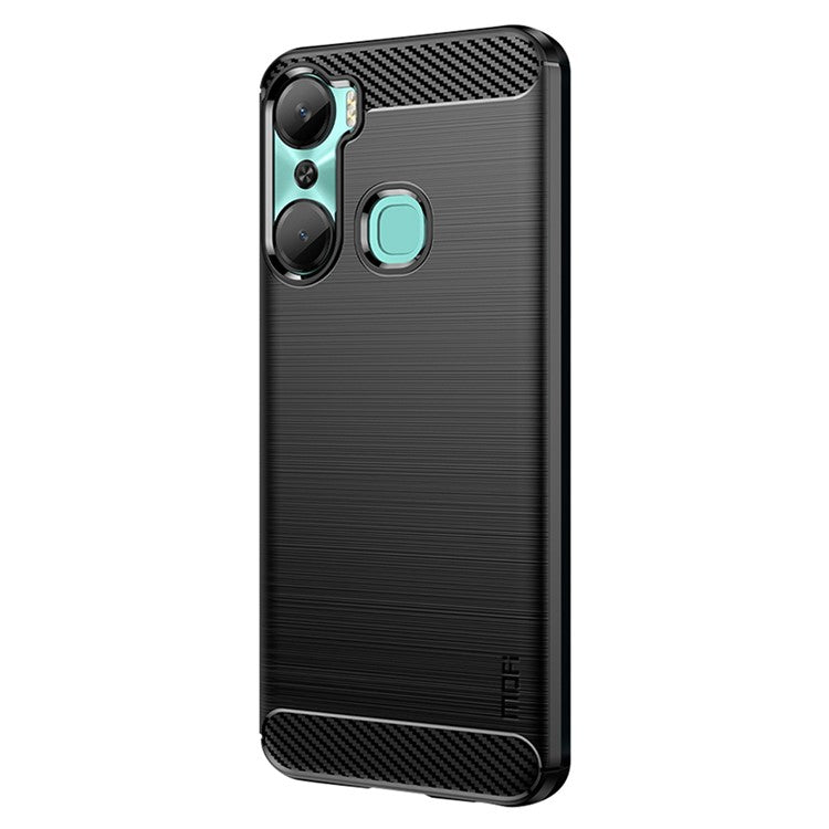 MOFI JK TPU Series-1 Carbon Fiber Phone Cover for Infinix Hot 12 Pro 4G, Drop Protection TPU Brushed Phone Case Shell - Black