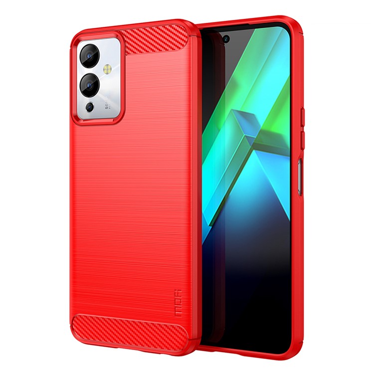 MOFI JK TPU Series-1 For Infinix Note 12i Smartphone Case Drop Protection TPU Carbon Fiber Brushed Phone Cover - Red
