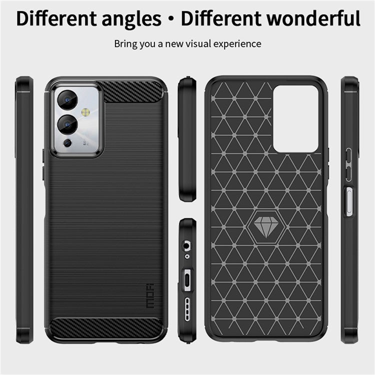 MOFI JK TPU Series-1 For Infinix Note 12i Smartphone Case Drop Protection TPU Carbon Fiber Brushed Phone Cover - Red