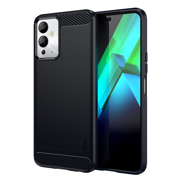 MOFI JK TPU Series-1 For Infinix Note 12i Smartphone Case Drop Protection TPU Carbon Fiber Brushed Phone Cover - Blue