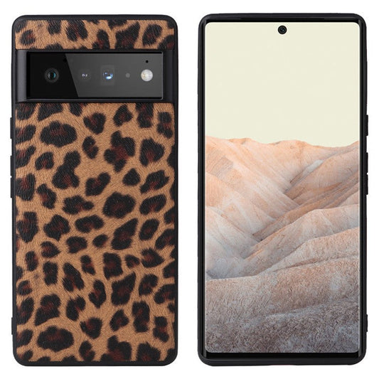 For Google Pixel 7 Pro 5G Anti-scratch Phone Case Textured PU Leather Coated TPU + PC Hybrid Cover - Leopard