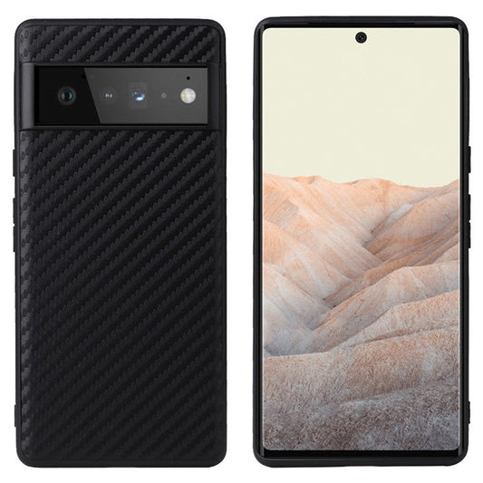 For Google Pixel 7 Pro 5G Anti-scratch Phone Case Textured PU Leather Coated TPU + PC Hybrid Cover - Carbon Fiber Texture