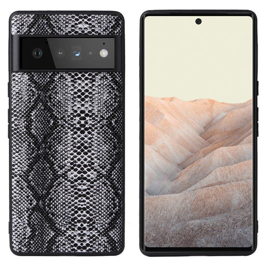 For Google Pixel 7 Pro 5G Anti-scratch Phone Case Textured PU Leather Coated TPU + PC Hybrid Cover - Snake Texture